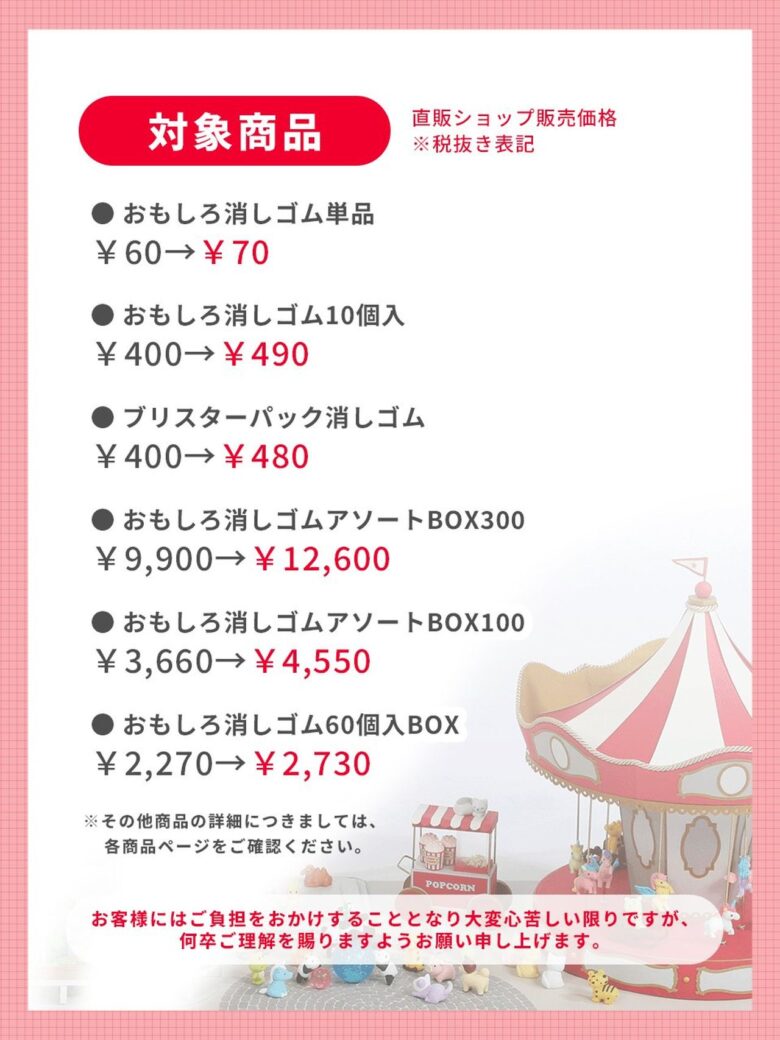 八潮の「おもしろ消しゴム」イワコー、9月30日から直販価格を改定 単品は70円に