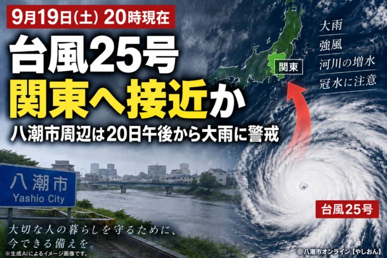 台風25号、21日に関東へ接近か 八潮市周辺は20日午後から大雨に警戒