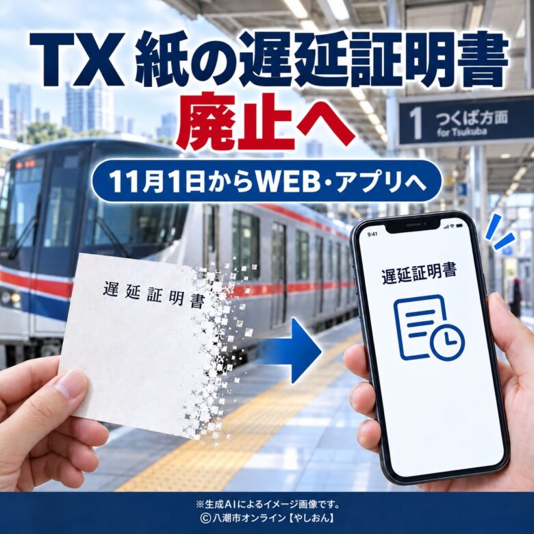 TXが紙の遅延証明書を原則廃止へ 11月1日からWEB・アプリで取得