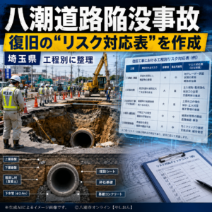 八潮道路陥没の復旧、県が「対応整理表」を作成　工事後もリスク監視へ