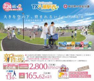 八潮駅西で宅地6区画を一般競争入札へ　最低約2,898万円、9月24日から受付