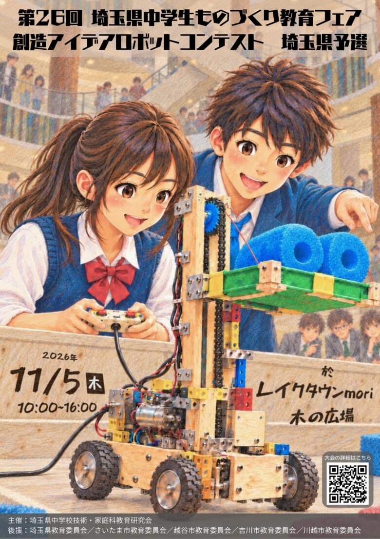 中学生の手作りロボットがレイクタウンに集結!10月24日、埼玉県予選を開催