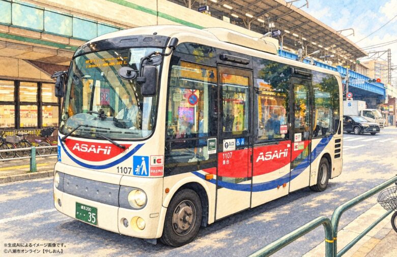 八潮の「垳公民館」朝日バス停留所が廃止に はるかぜ2号、10月1日から経路変更