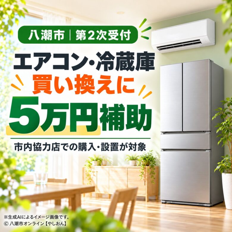 八潮市、エアコン・冷蔵庫の買い換えに5万円補助 第2次受付、予算残額を公表