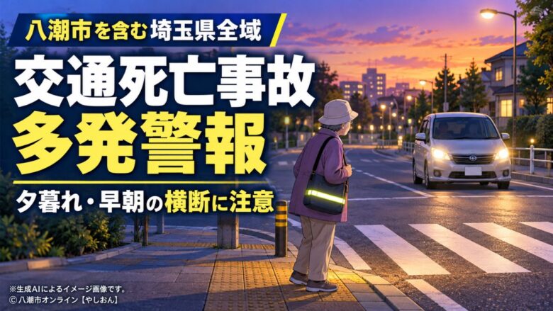 八潮市も対象、埼玉県が交通死亡事故多発警報 4日間で5件、夕暮れ・早朝の横断に注意