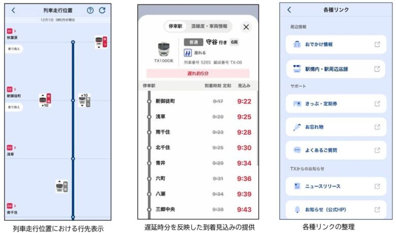 TXで少し空いている車両を選べる?公式アプリに混雑表示、10月7日から新機能