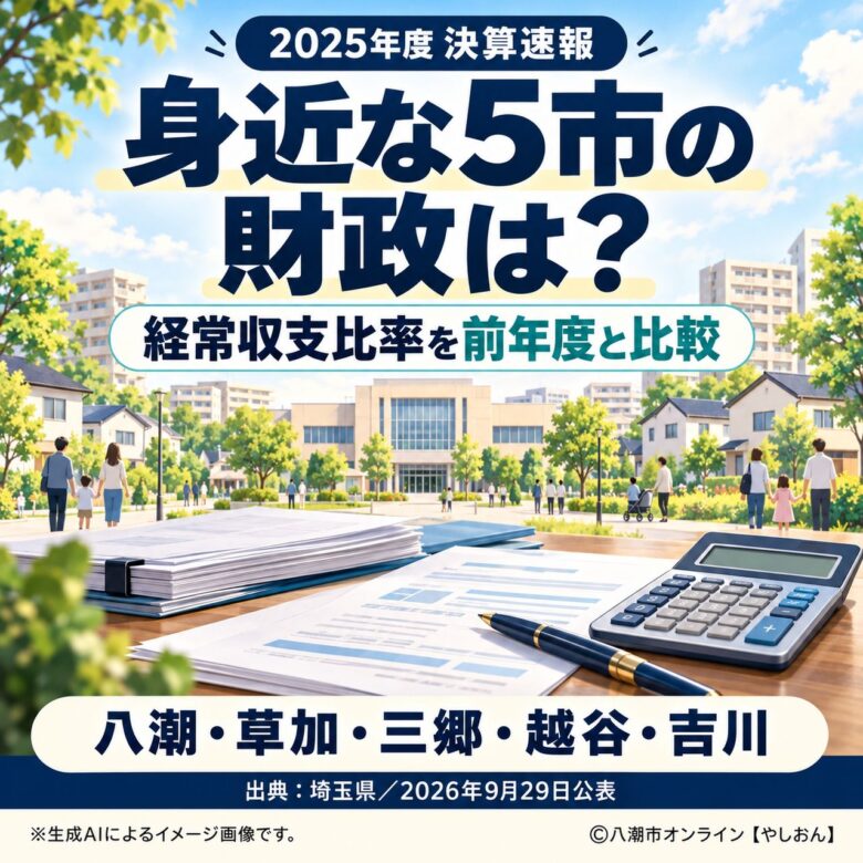 八潮・三郷・越谷は改善、草加・吉川は悪化　決算速報で見る身近な5市の財政